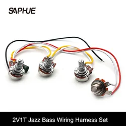 Jazz Bass Wiring Harness Set, 2 Volume, 1 Tone, 2V1T, 047 Cap, 250K Pots