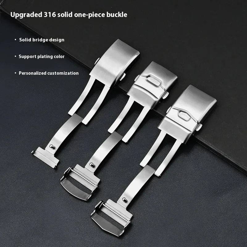 16mm 18mm 20mm 22mm Watch Clasp Folding Buckle 316L Solid Stainless Steel Men Women Watch Buckle for Silicone Strap Metal Strap