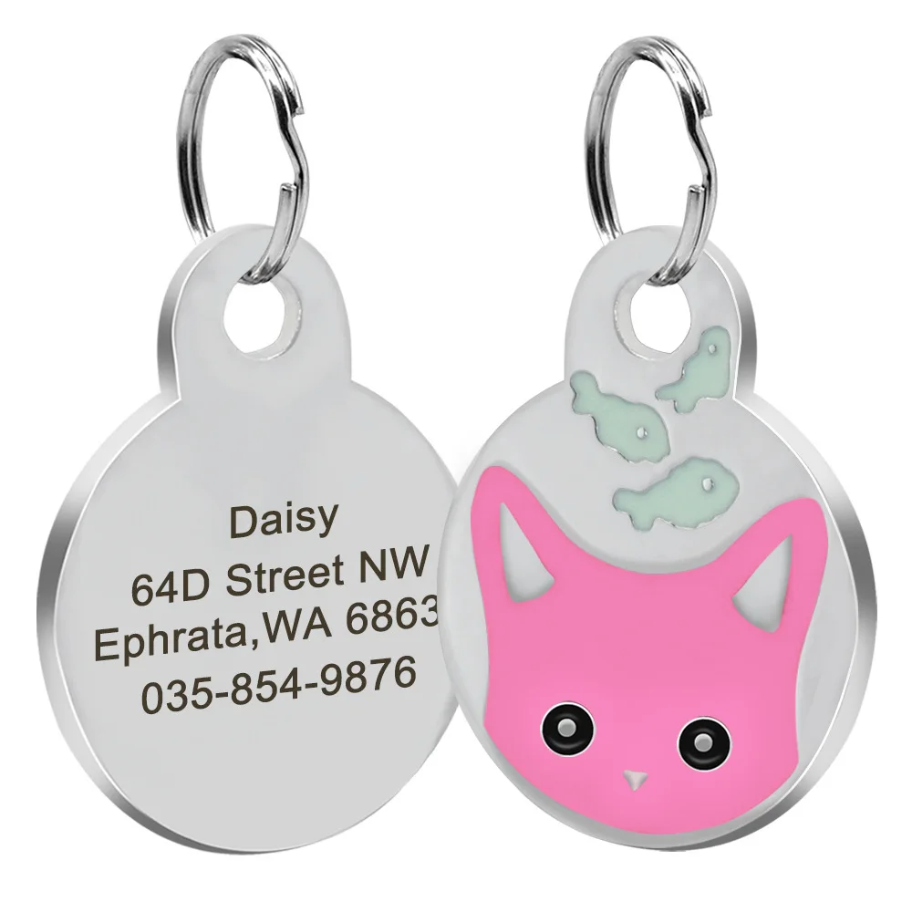 Custom Dog Cat ID Tag Personalized Cute Pet Name Tag for Cat Dog Collar Address Tags for Dog With Engraving customized Anti-Lost