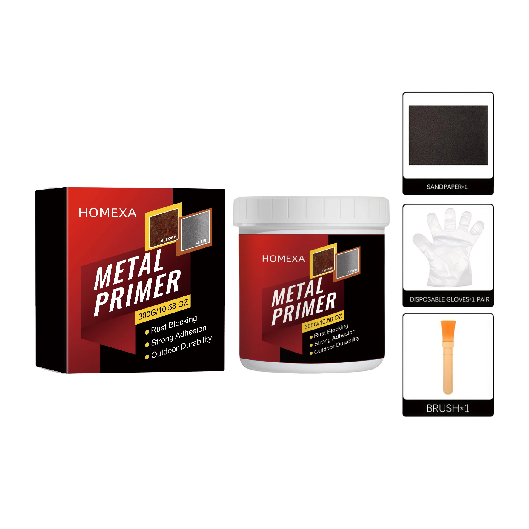 Black Metal Primer Anti-Rust Protective Paint for Iron Gate & Steel Railing Renew Brighten Surface Daily Protection