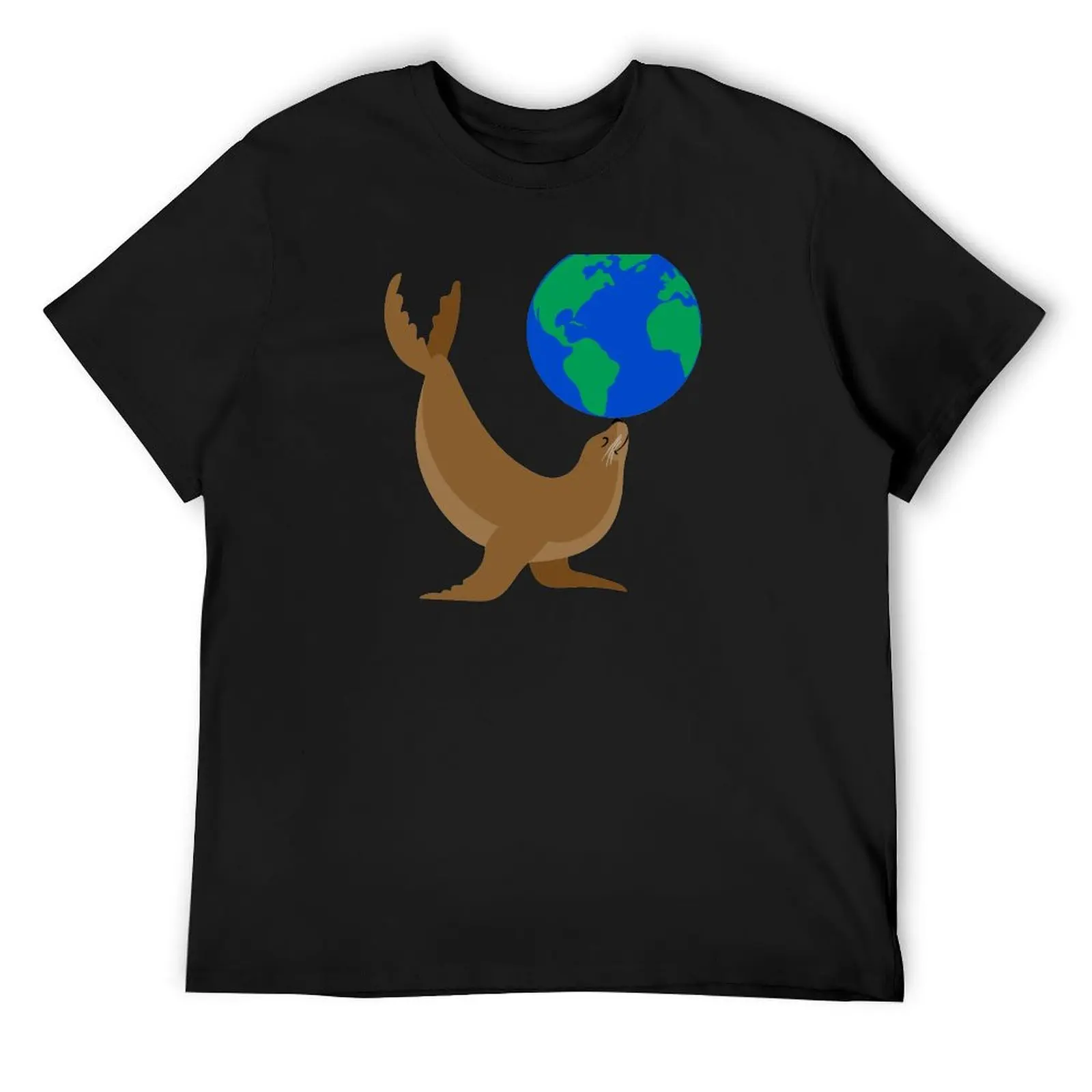 Earth Day Sea Lion T-Shirt oversized summer top vintage tee shirts for men