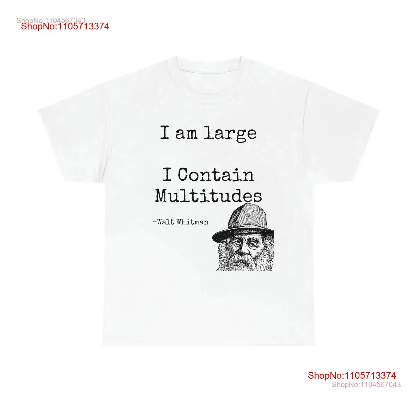 Walt Whitman I contain Multitudes T Shirt vintage Washed Unisex Slightly Stylish Top For Everyday Wear Breathable Comfortable