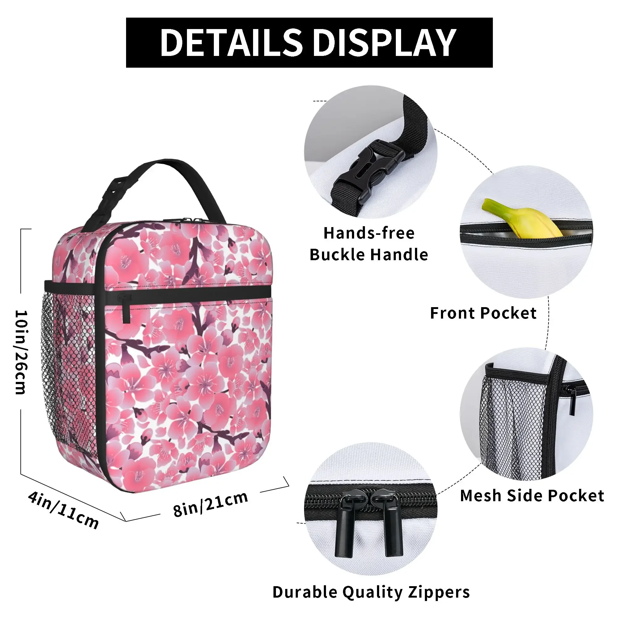 Japanese Sakura Cherry Blossom Thermal Insulated Lunch Bag for Picnic  Portable Food Container Bags Cooler Thermal Lunch Boxes