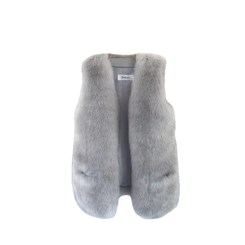 2025 herbst und Winter Neue Nachahmung Fuchs Pelz Gras Weste frauen Mitte Bis Lange Mode Pelz einteiliges mantel Weste Weibliche Kleidung