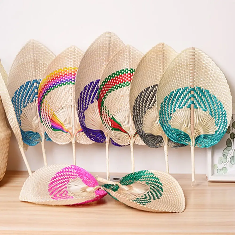 Handmade Peach Shaped Bamboo Woven Cooling Fan Straw Hand-woven Fan Summer Bamboo Artificial Cooling Fan Woven Fan Home Decor