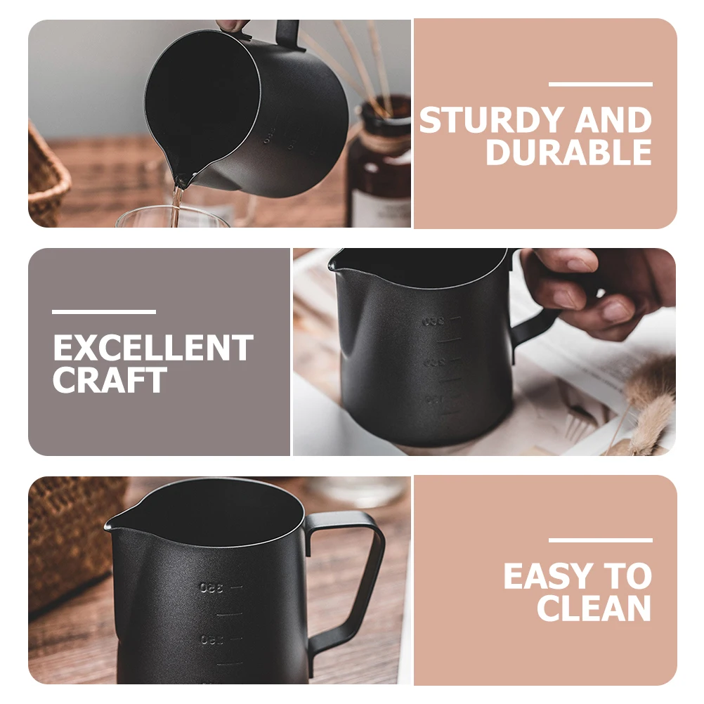 

Stainless Steel Frothing Pitcher Latte Art Measuring Cup Coffee Mug Milk Jug Machine Compatible Easy Clean H Design