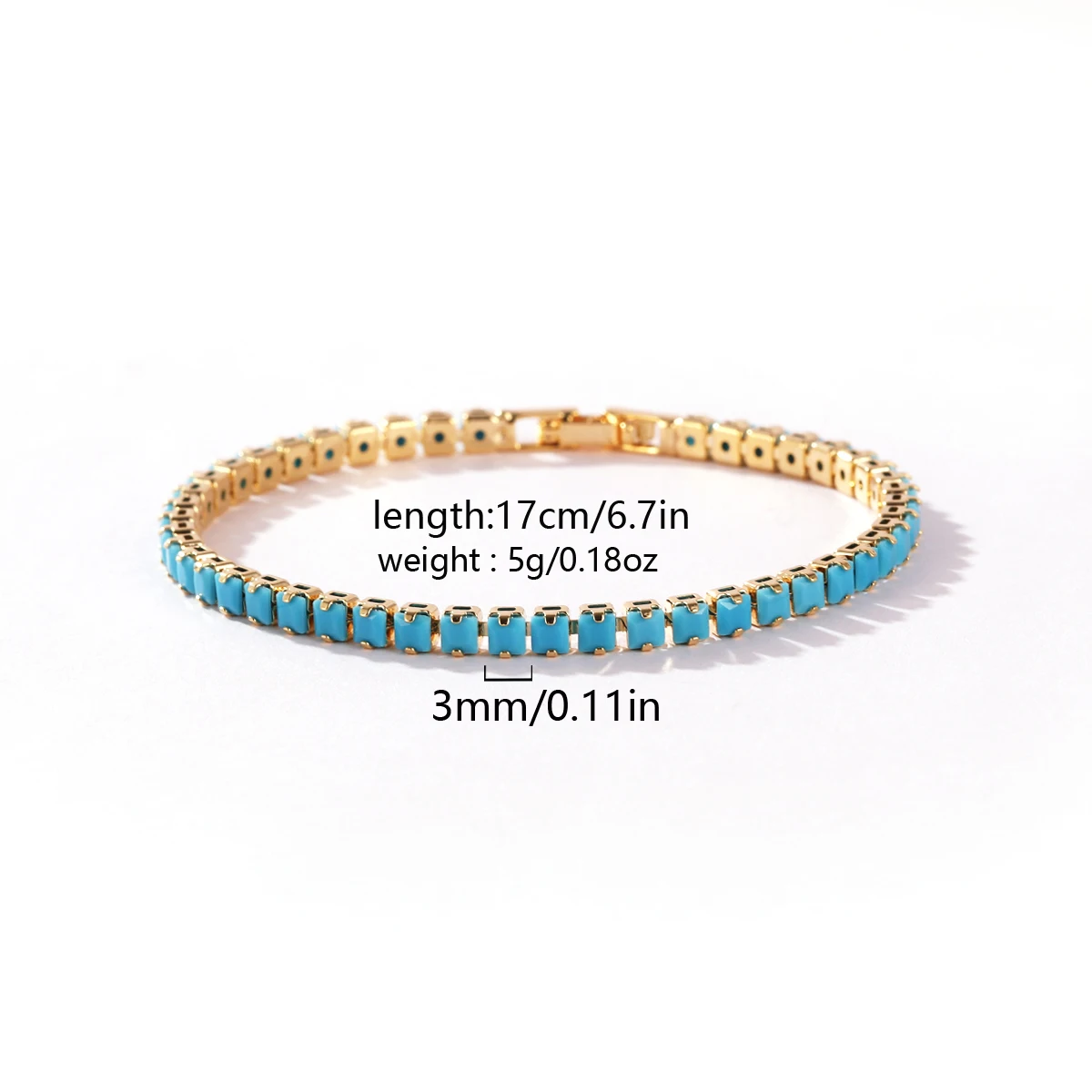 Hochwertige Modische Einfache Blaue Türkis-CZ Gestapelte Tennis-Armbänder für Damen und Herren Nischendesign Perfektes Schmuckgeschenk Großhandel – Detail 1