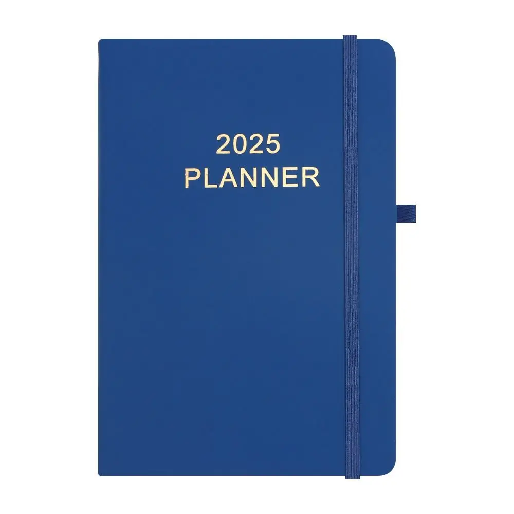 Schedule Journal 2025 Planner Notebook Daily Planner Reminder Efficiency Calendar Notebook with Straps PU Diary Book Office