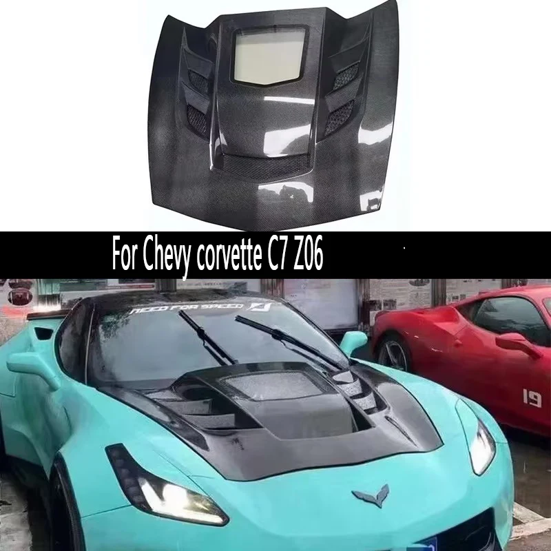 

For Chevy corvette C7 Z06 Carbon Fiber Hood Engine Cover Hood Car Headliner Hood Cover 2014-2019 Upgrade Auto parts body kit