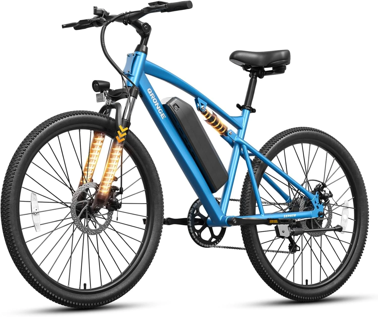 QRONGE Zephyr Electric Bike for Adults 1000W Peak Motor 486Wh Battery Mountain Electric Bicycle 26'' Tire Full Suspension E-bike image 1