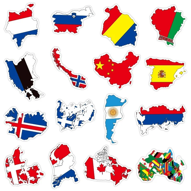 50PCS National Flag Car Stickers Stickers Graffiti Stickers DIY Diary Phone Case Handmade Scrapbook Aesthetic Stickers