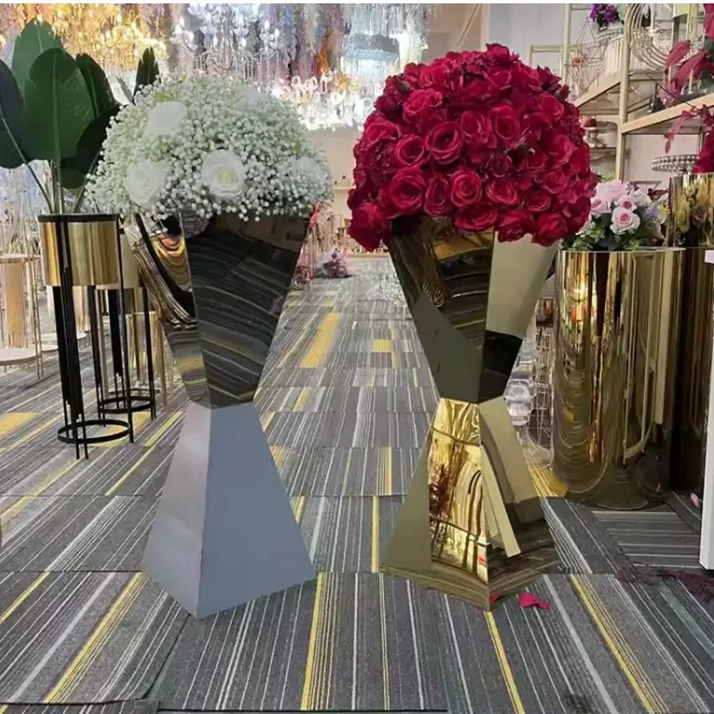 6pcs/10pcs 60/90/80/100cm Black Stainless Steel Dessert Table Cake Table Wedding Props Tall Gold Metal Flower Stand Wedding Deco