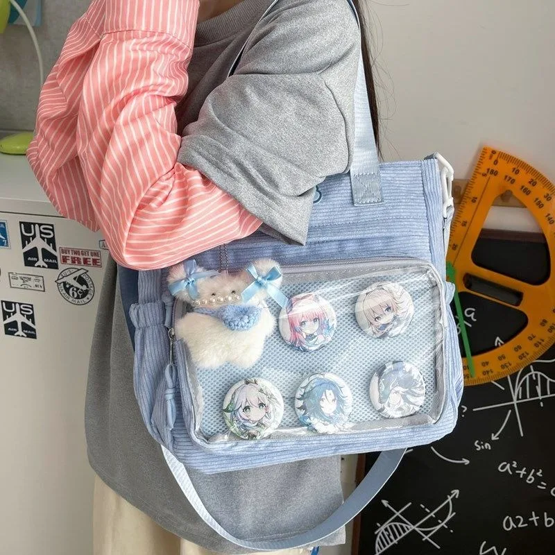 

Новая японская дизайнерская сумка Ulzzang Y2k Ita Bag для девочек, прозрачная сумка через плечо в стиле преппи, вместительная сумка-мессенджер на плечо