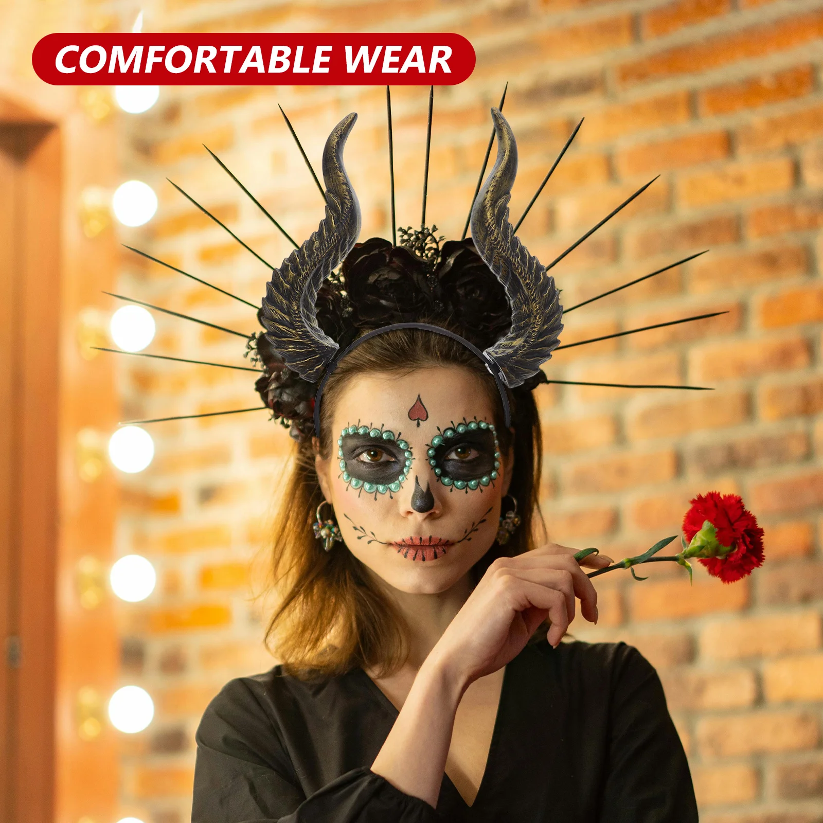 1pcs Horns Headband Adjustable Resin Halloween Cosplay Headband With Horns Party Decorations Universal Fit For Adults Kids