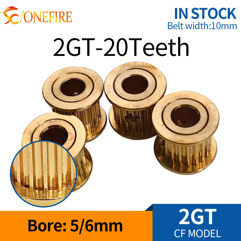 2GT 20 teeth Timing Pulley Bore 5/6mm Belt width 10mm GT2 copper Pulley Transmission Components 3D Printer Parts