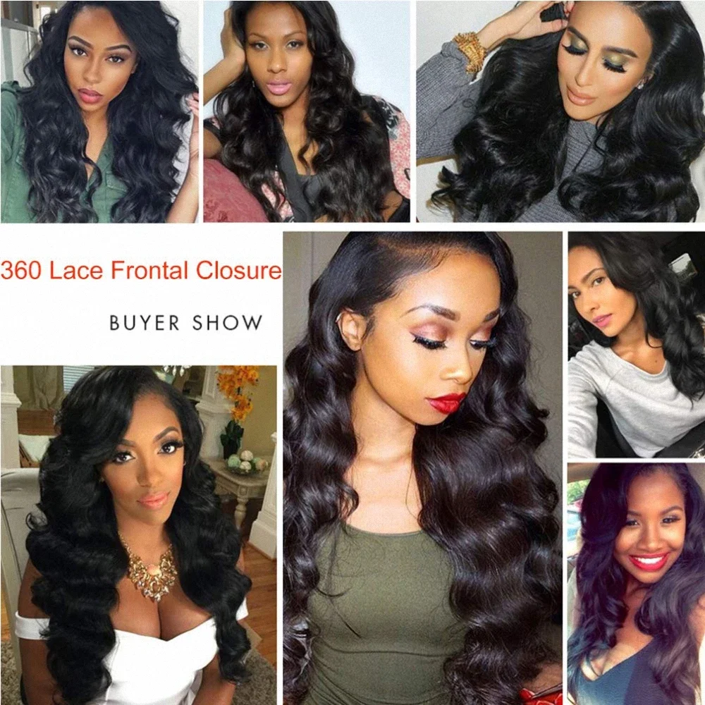 360 Lace Frontal Body Wave Brazilian Remy Hair Closure Swiss Lace Frontal Transparent Full Lace Closure Human Hair Extension