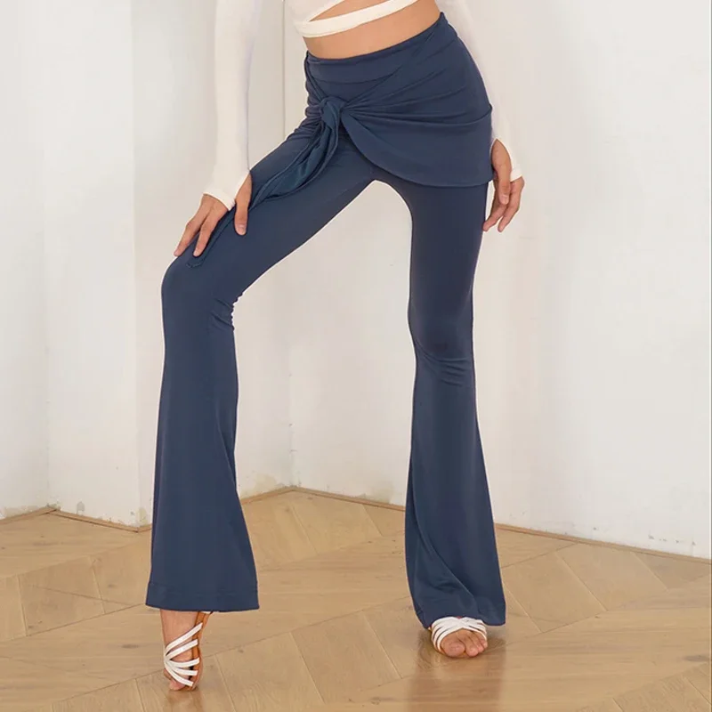 ZYM Nieuwe Wrap Hip Latin Dans Broek Meisjes Cha Cha Rumba Ballroom Dans Praktijk Kleding Kinderen Zwart Blauw Latin Broek DNV21761