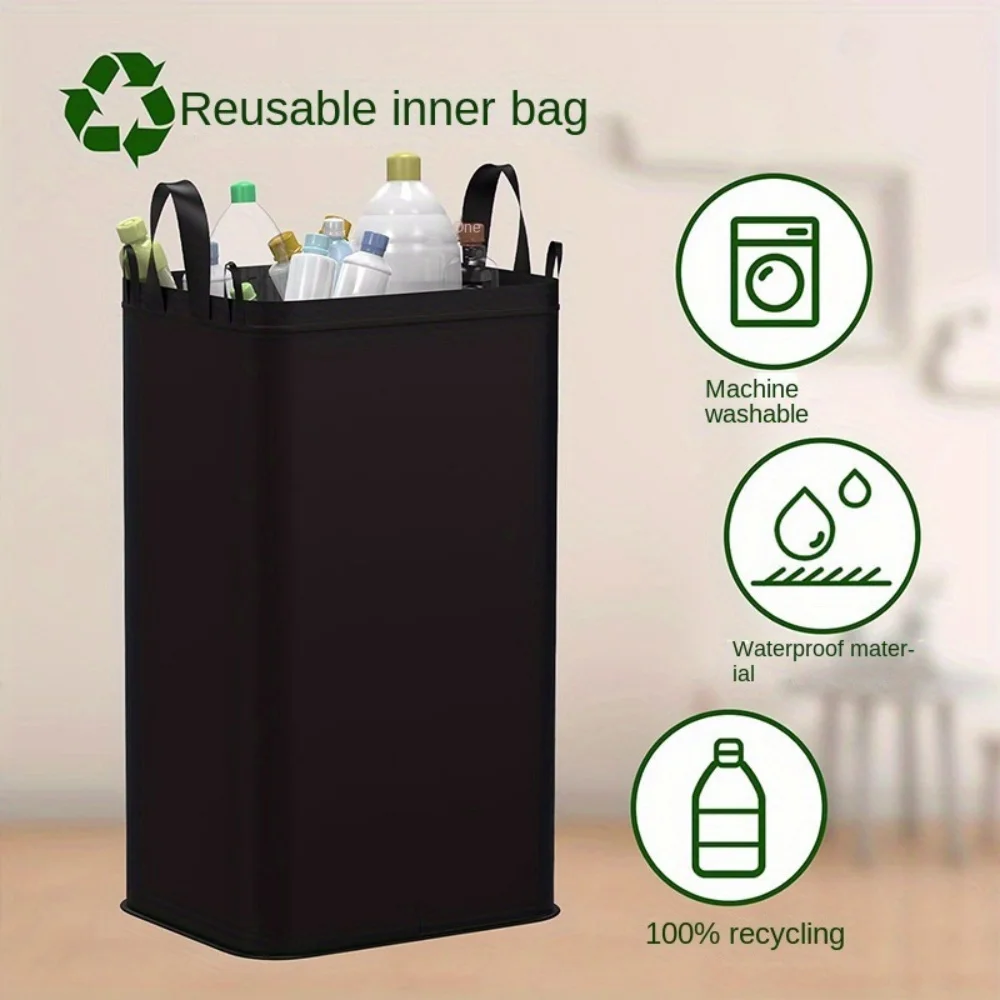 Kitchen Foldable Portable Recycling Storage Box with Lid Removable Empty Bottle Storage Basket Wastewater Bottle Collection Bag