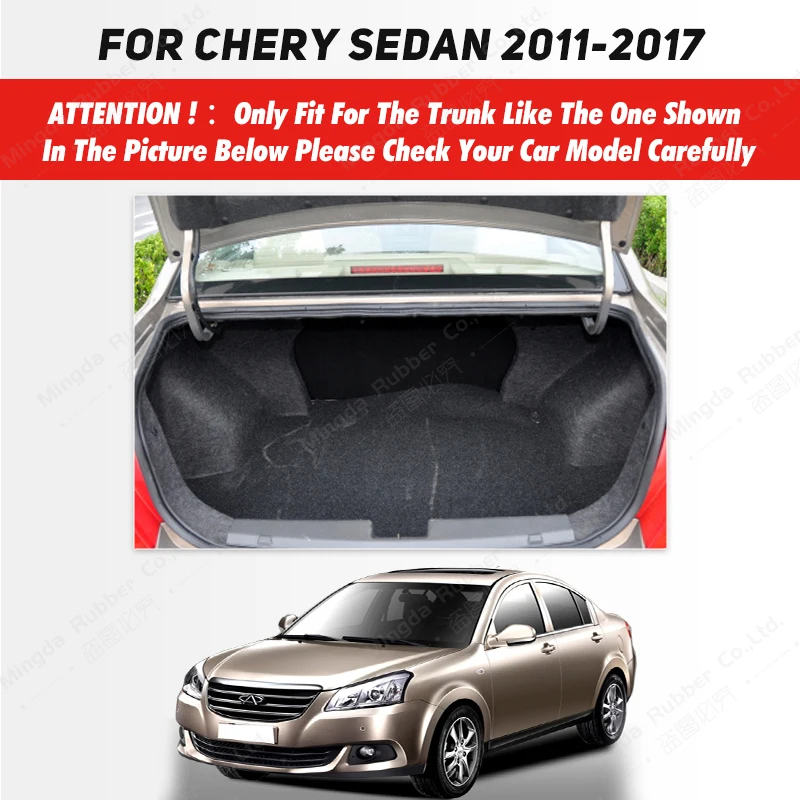 Auto Full Coverage Trunk Mat For Chery E5 Sedan 2011-2017 16 15 14 13 12 Car Boot Cover Pad Interior Protector Accessories