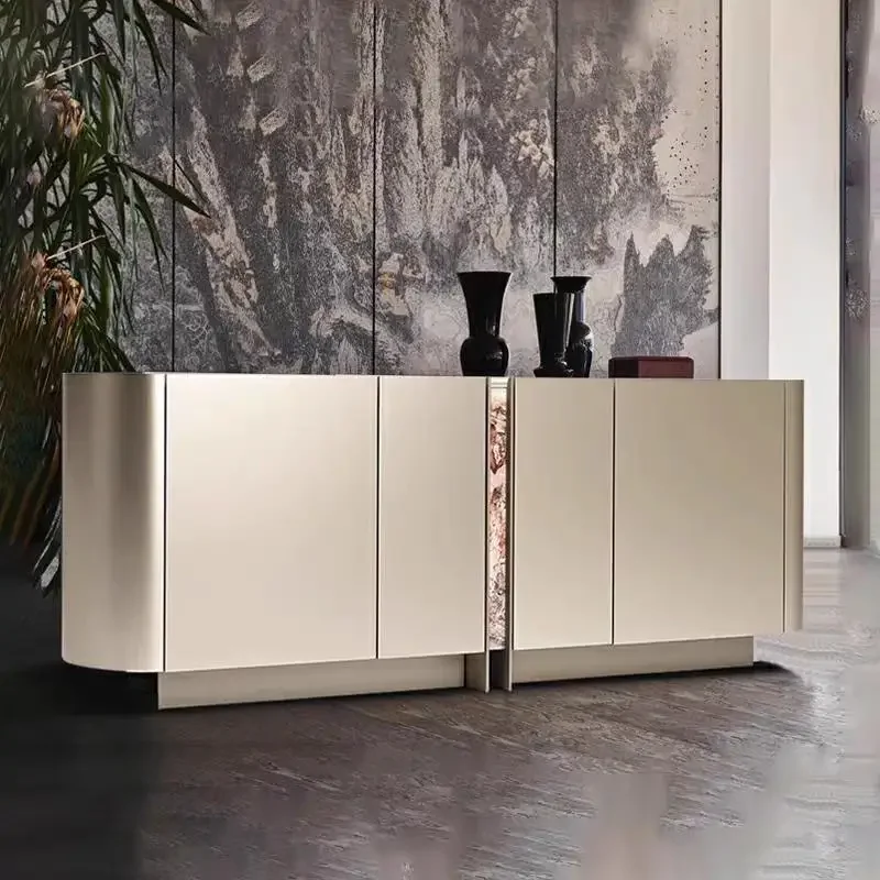 Italian light luxury door cabinet minimalist  living room solid wood partition cabinet light luxury high-end