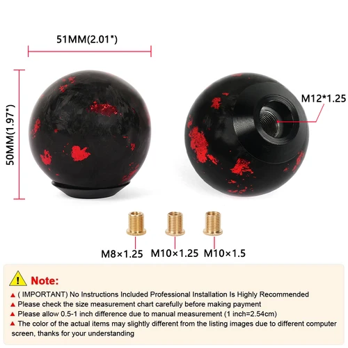 Imagen 2 del producto Perilla de palanca de cambios de fibra forjada de aluminio RASTP, perilla de cambio Universal cilíndrica y esférica para la mayoría de los coches SFN091 SFN165