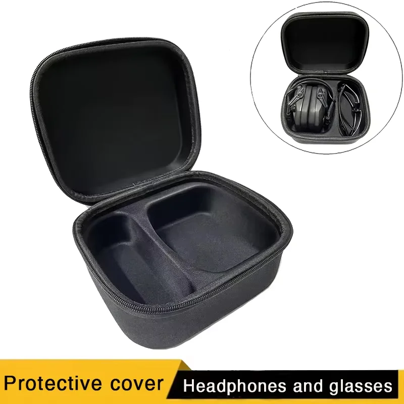 Tactical headphone bag, headphone protective case, EVA hard headphone storage bag. Used to store earmuffs and glasses
