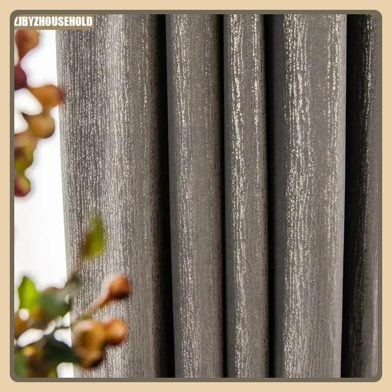 

Custom Size！！ Luxury Texture Velvet Gold Fabric Curtains for Living Dining Room Bedroom Scandinavian Modern Curtains Grey Tulle