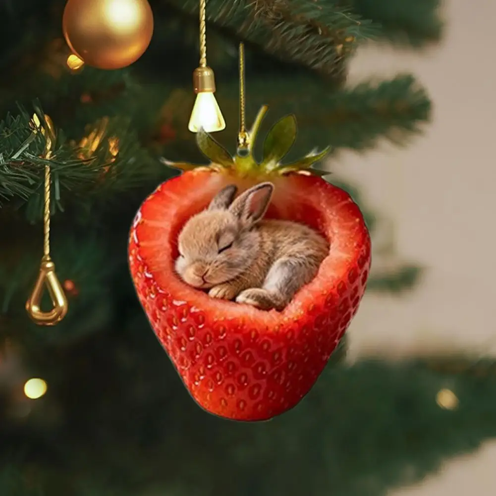 2D Acrylic Christmas Ornaments Set Cat Dog Rabbit Squirrel Hanging Decorations For Christmas Tree Home Decor Gift For Pet Lovers