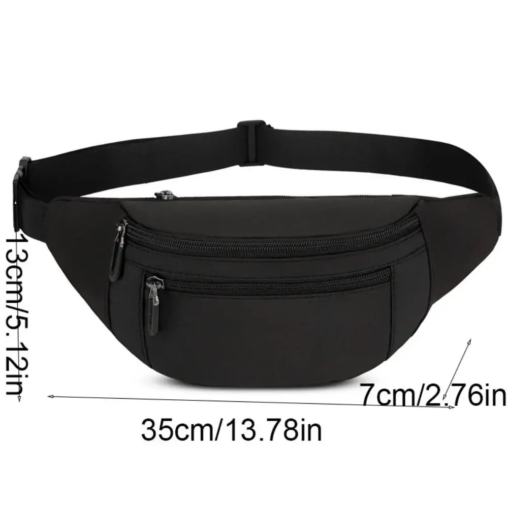 Tas Pinggang Oxford Warna Solid Kasual Tas Pinggang Olahraga Ringan Kapasitas Besar Tas Ponsel Tahan Air Multifungsi Pria