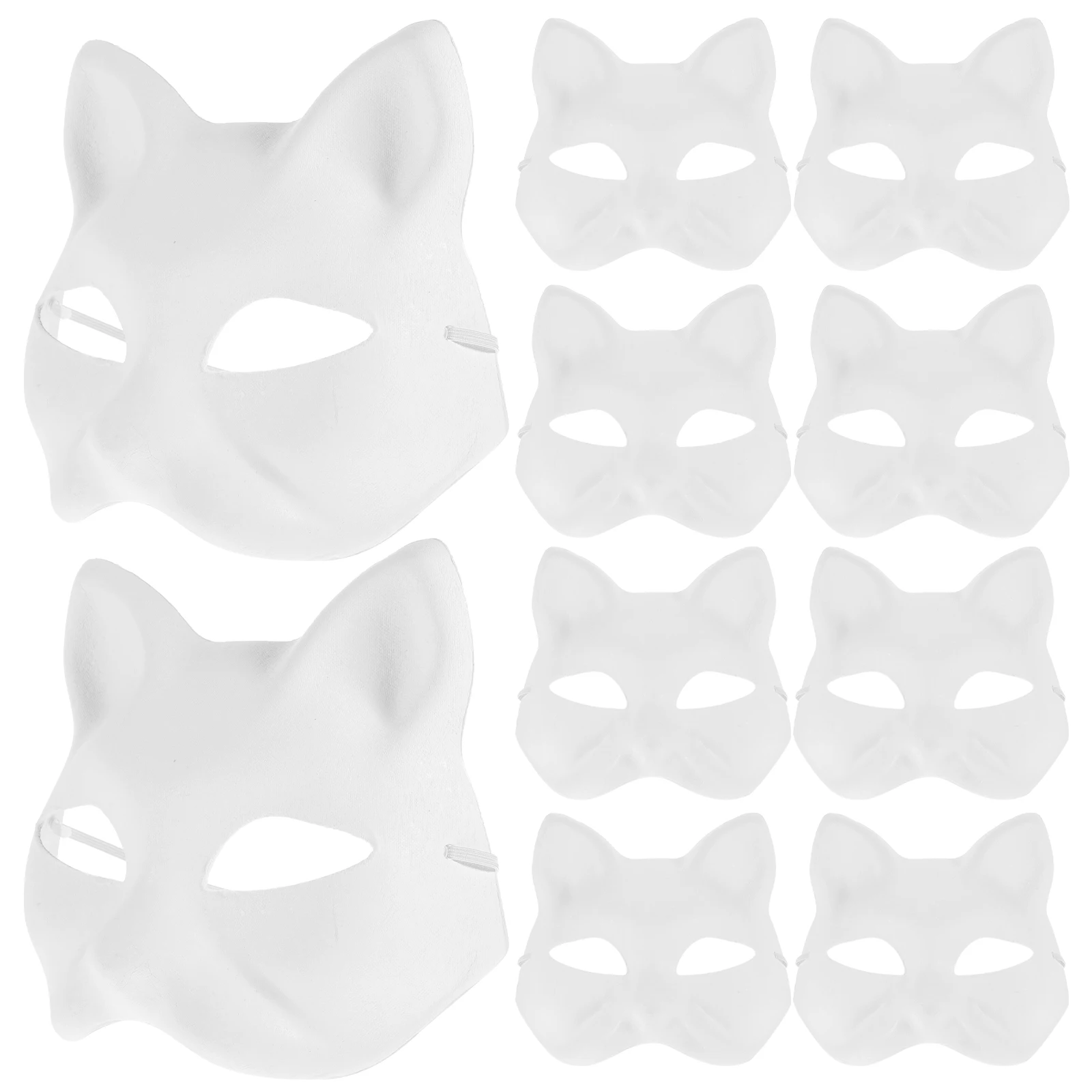 20 Pcs Blank Hand Drawn Mask Facemask DIY Pulp Masks Party Makeup Cat Paper Women Masquerade White Miss Animal Kids