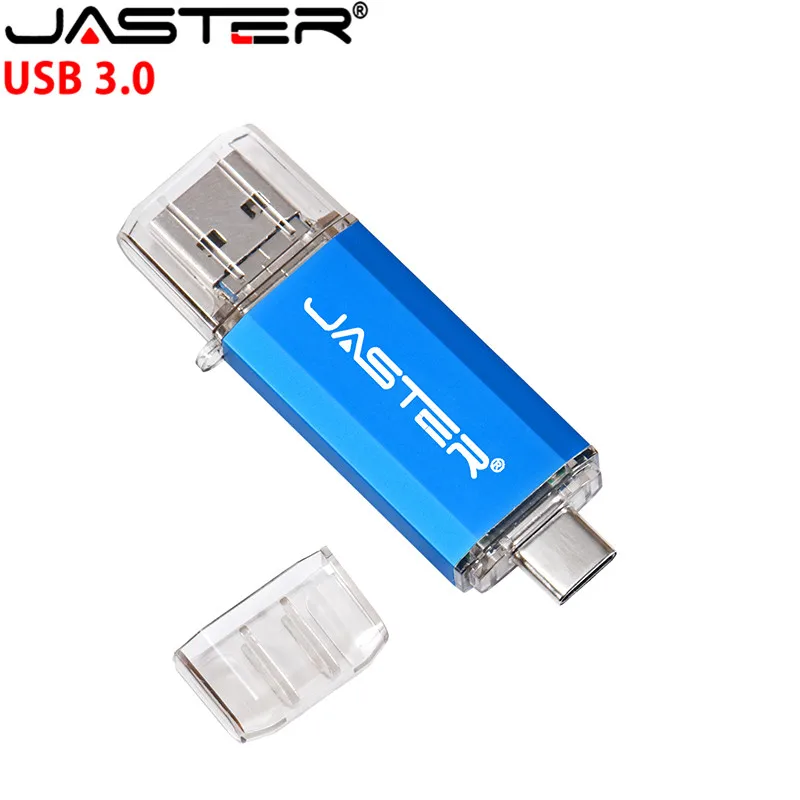 JASTER U Disk 3 IN 1 OTG (Android&USB & Type_C 3.0 Flash Drive Metal Custom Pen Drive 64GB 32GB 16GB 8GB 4GB Wedding Gifts