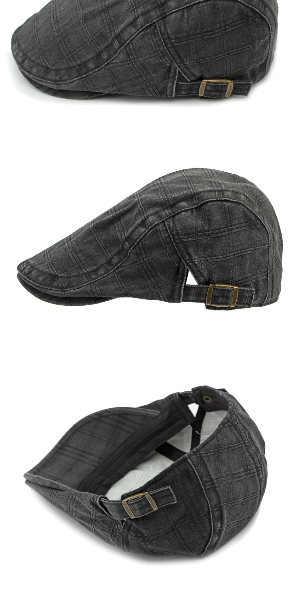 HT4239 Baskenmütze für Alle Jahreszeiten Baumwolle Ivy Flat Cap Damen Vintage Künstler Maler Baskenmütze Herren Unisex Kariert Verstellbare Herren-Baskenmützen – Detail 12