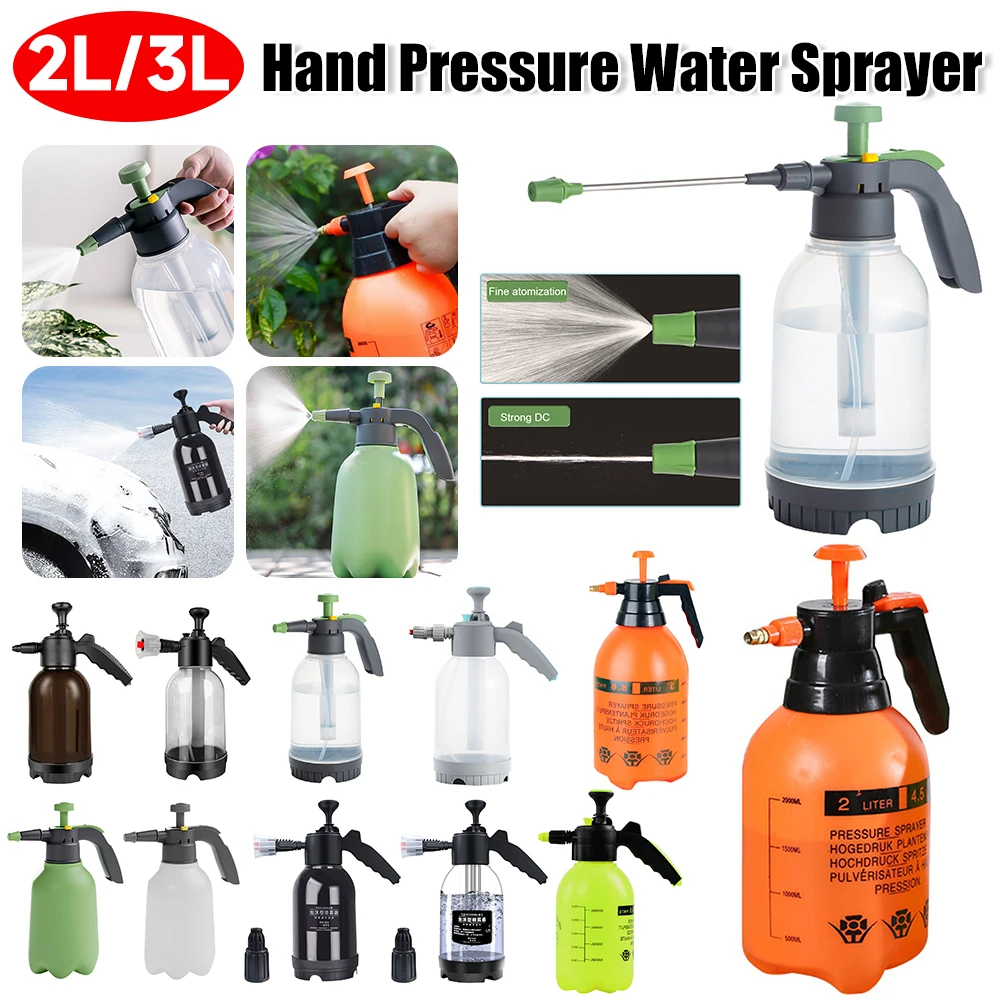 2L Hand Pressure Garden Sprayer Adjustable Air Pump Water Sprayer Plant Spray Bottle Car Wash Spray Watering Can Gardening Tools