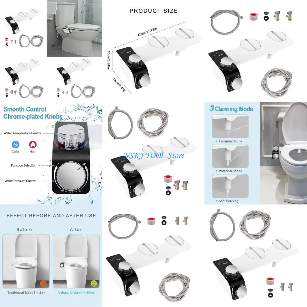 

L8RC Hygienic Toilet Bidet Attachment Comfort Feminine Wash Bidet ABS for Toilets