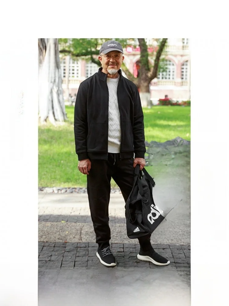 

Warm Fleece Lined Sportswear Set for Dad Autumn Winter Thickened Loose Fit Men's Clothing Long Sleeve Sweatshirt And Pants