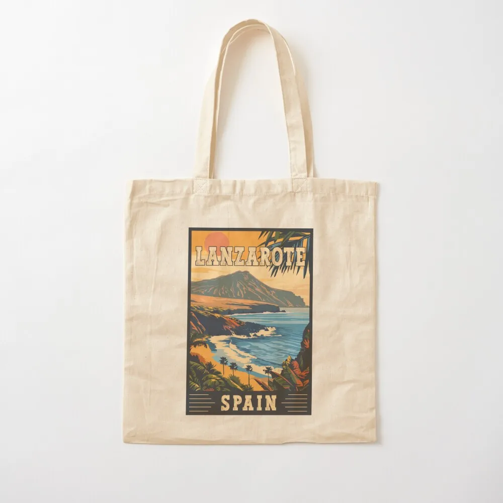 

Lanzarote In Spain Vintage Canary Islands Travel Art Tote Bag Canvas shoulder bag Lady bag bags woman 2025