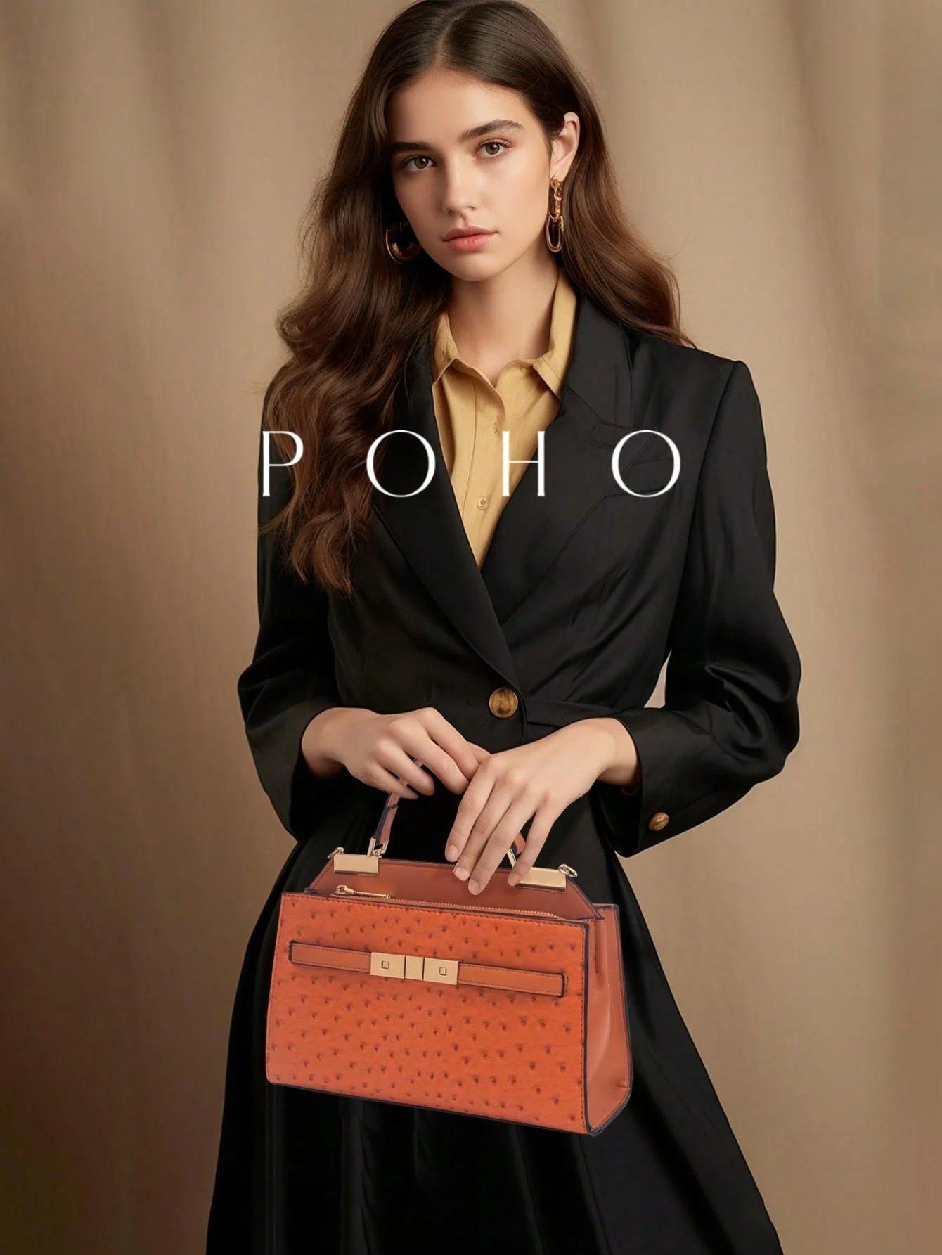 

Luxury Medium Square Handbag Custom High-End Hardware Lock Fashionable Gift for Women Elegant PU Leather Shoulder Bag