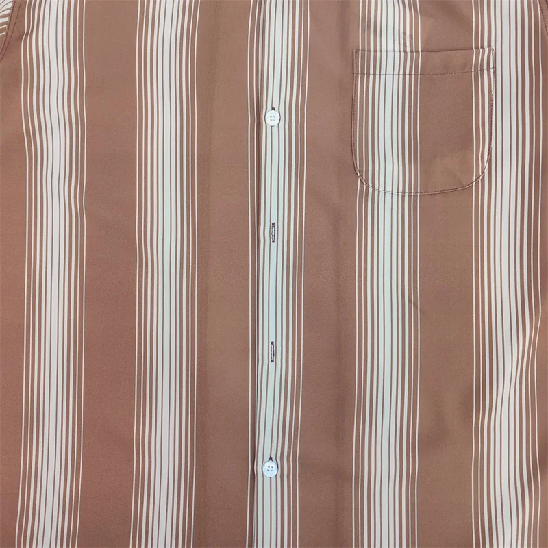 Best Quality Autumn Winter Men's Women's WACKO MARIA STRIPED OPEN COLLAR SHIRT Striped Hawaiian Long Sleeve Shirt