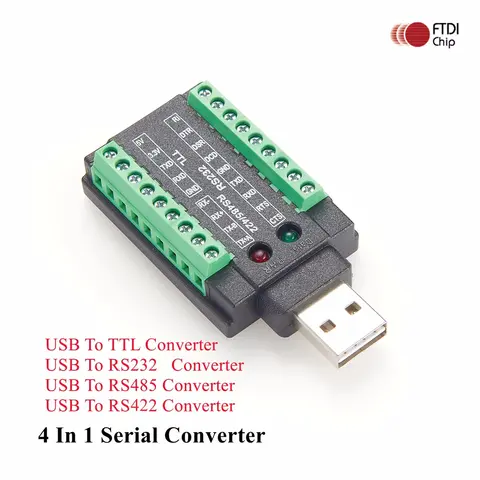 Industrial 4 in 1 USB to RS232 RS485 RS422 TTL Serial Converter with FTDI FT232RNL Chip USB 2.0 A to Terminal Block Adapter