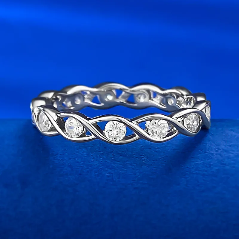 S925 Silver Row Diamond Ring Wrapped Small Row Ring for Women's Daily Exquisite Wholesale