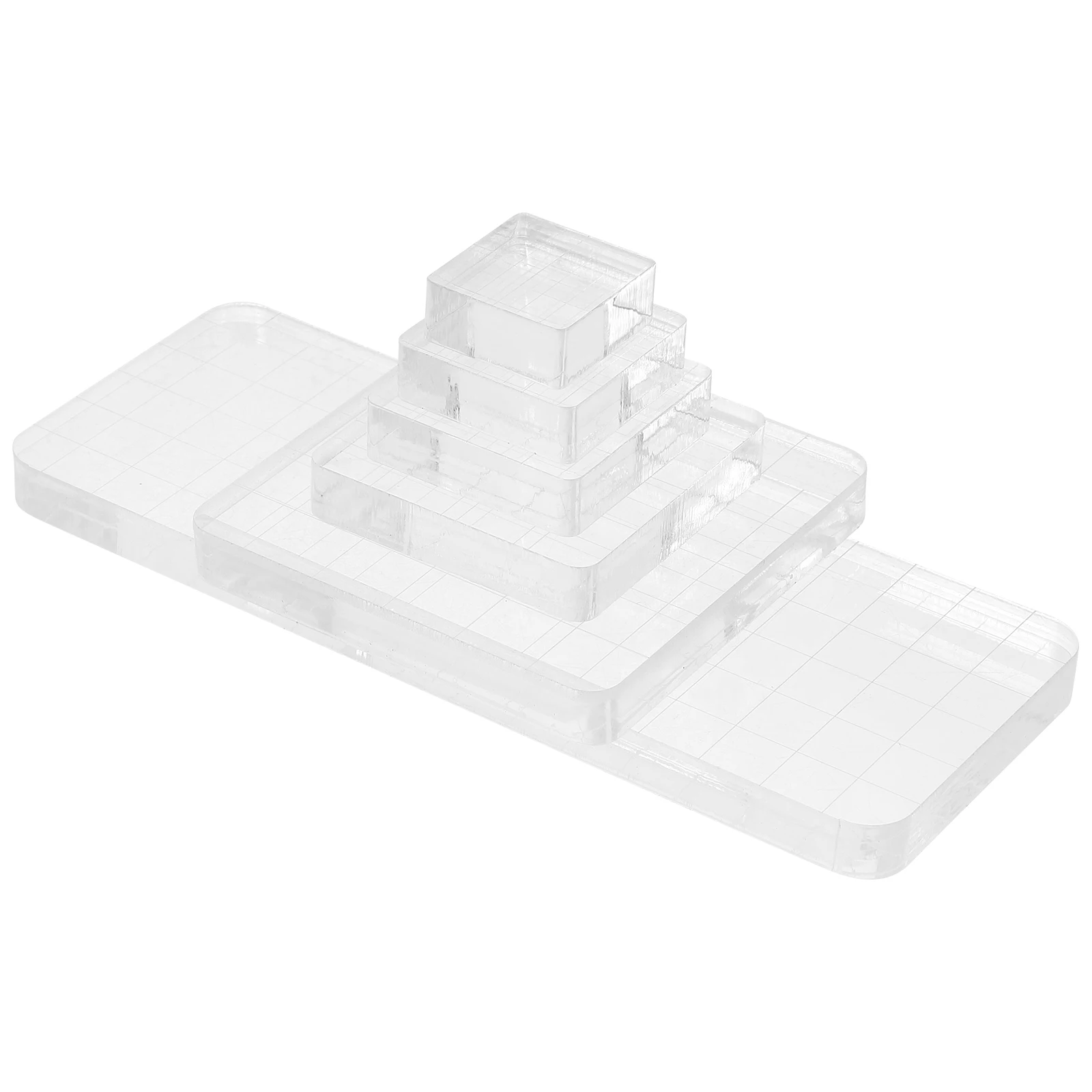 

6pcs Acrylic Stamping Blocks Clear Stamp Block Grid Lines For Diy Scrapbooking Craft Rectangle Tool Set Card Making Journaling