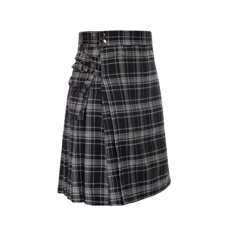 Gonna corta da uomo Tradizionale tartan delle Highland Kilt pratico Gonna da uomo Kilt vintage Scozia Gotico Punk Moda Kendo Pocket