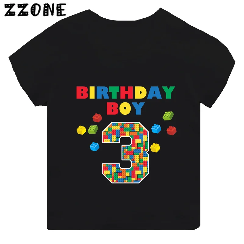 Master Builder Blocks Building Print Funny Boys Clothes 1 2 3 4 5 6 7 8 9 Years Happy Birthday Kids T shirt Baby Girls T-Shirts