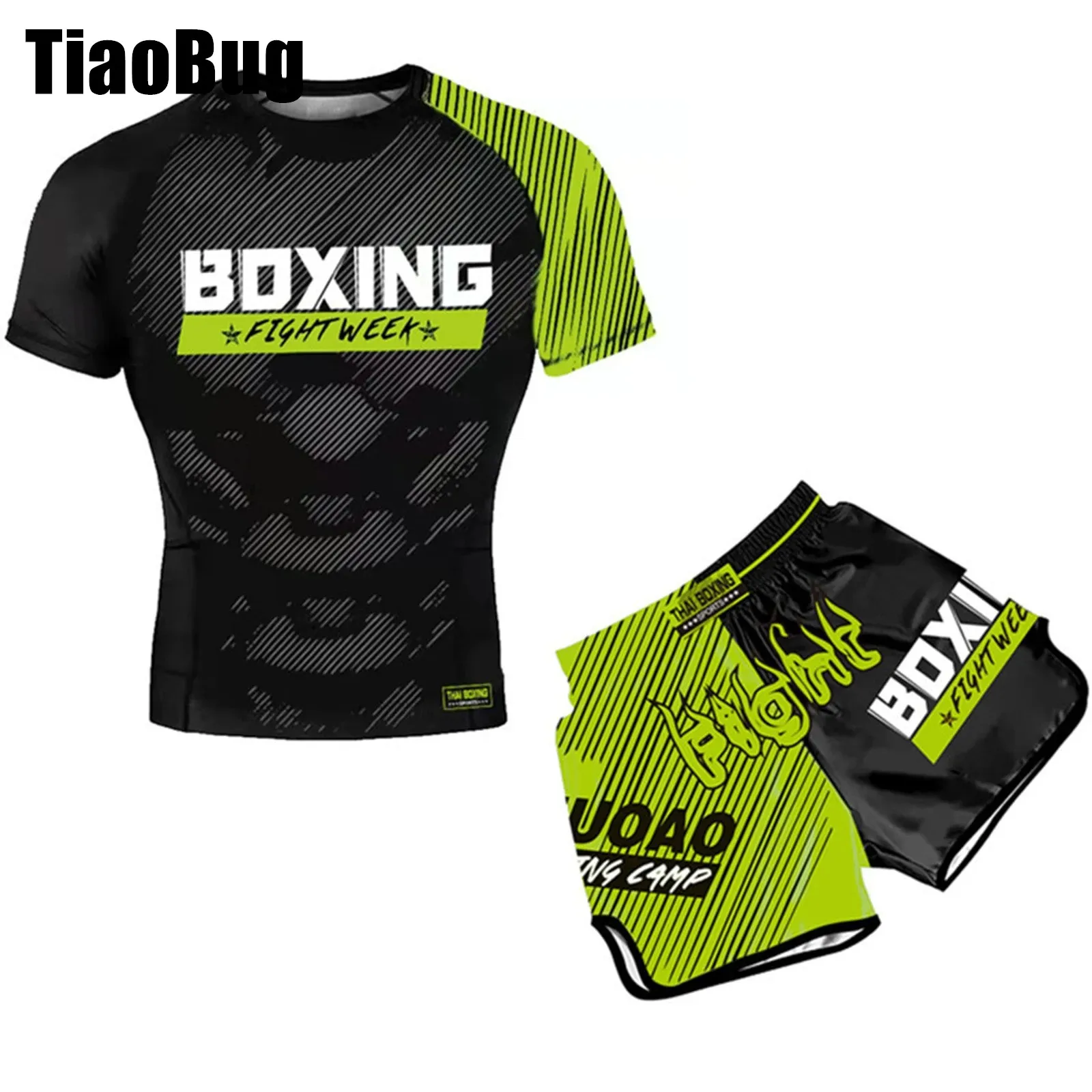 Kids Boxing Outfit Boys Letter Print Round Neck Short Sleeve T-shirt with Elastic Waistband Shorts