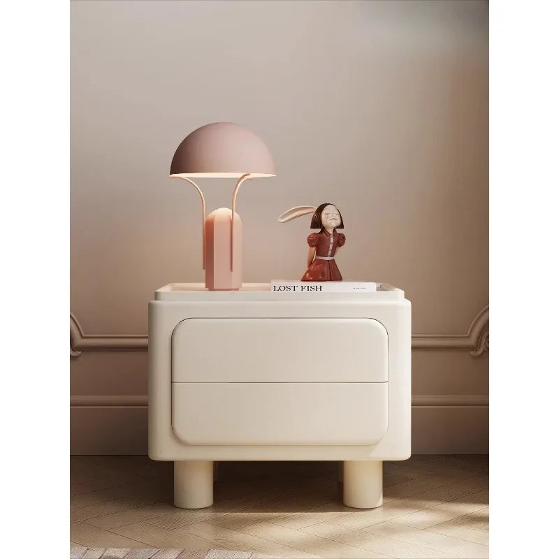 Cream wind intelligent advanced sense cortex master bedroom Italian style INS modern simple bedside cabinet