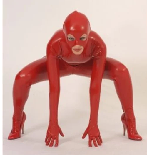 

Fetish 100% Ganzanzug Latex Rubber Hooded Catsuit Uniform Bodysuit Red/rot 0.4mm S-XXL