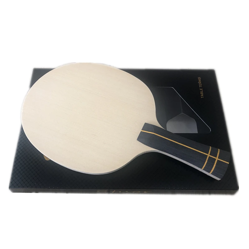 Stuor-raqueta de Ping Pong de fibra de carbono dorado, pala de tenis de mesa Hinoki, 7 capas con paleta incorporada, ataque rápido