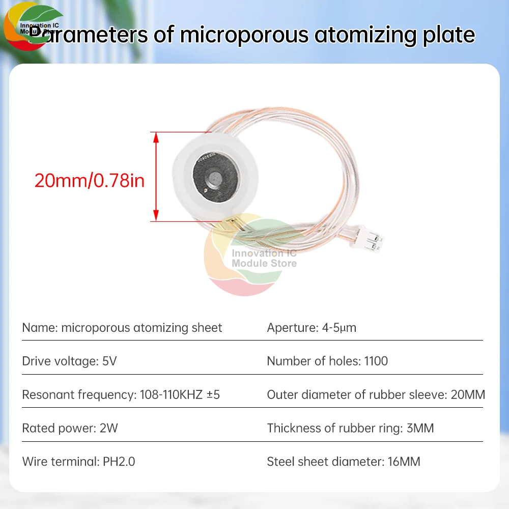 Type-C USB 5V 20mm 1.5-2W Ultrasonic Atomizing Humidifier Module DIY Moisturizing Transducer Mist Maker Atomize Rubber Gaske kit