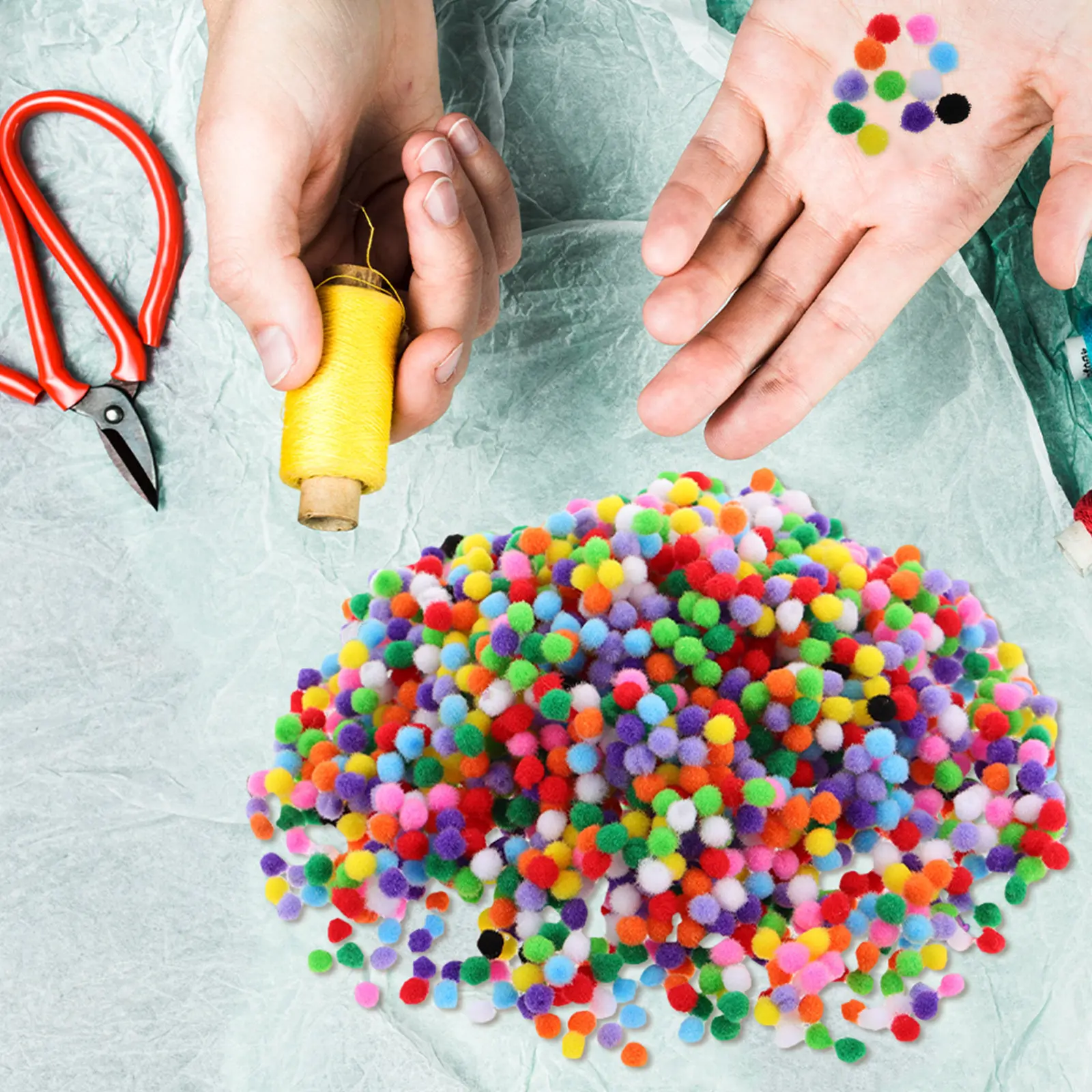 2000Pcs Assorted 8Mm Colorful Pom Poms for Crafts Tiny Craft Balls Holiday Wreath Garland Making Christmas Ornament Decoration view 6