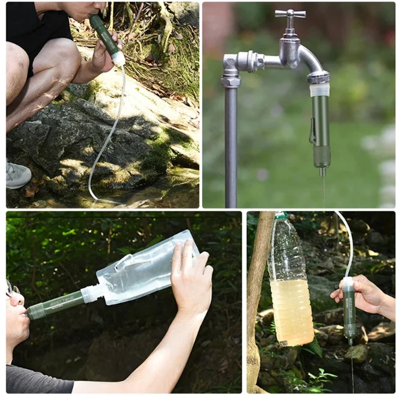 Outdoor Camping Mini Filter Straw Set TUP Carbon Fiber Camping Water Purifier Used for Survival or Emergency Supplies